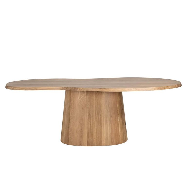 Riva Natural Oak Abstract Shape 8 Seater Pedestal Dining Table