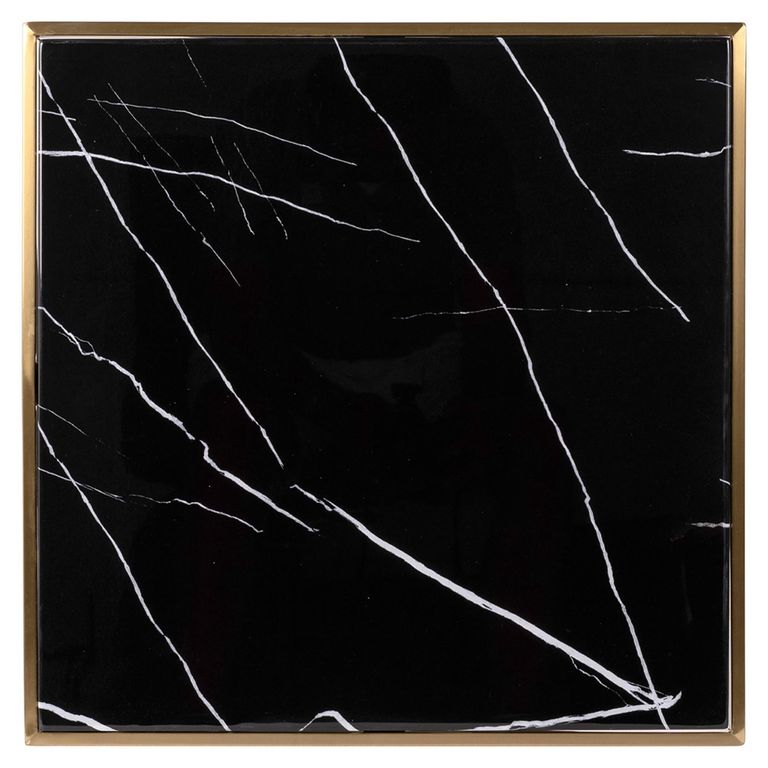Zenza Black Marble Effect 2 Seater Square Pedestal Dining Table