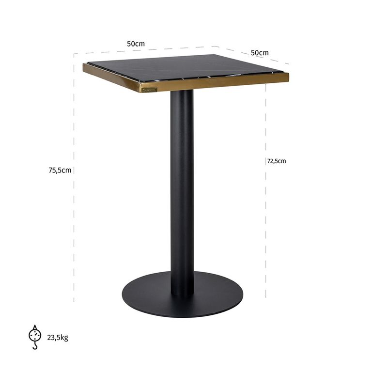 Zenza Black Marble Effect 2 Seater Square Pedestal Dining Table