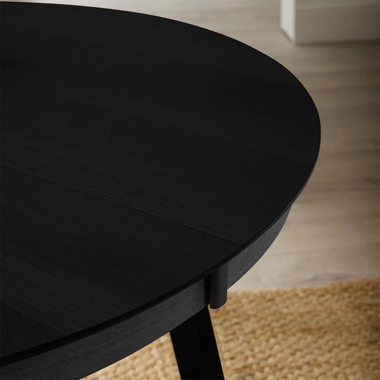 Annika Extending Dining Table - 115cm-154cm - 6-8 Seater - Round - Black - Oak Veneer