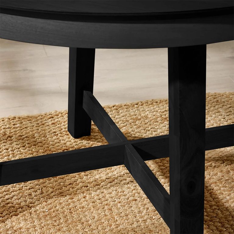 Annika Extending Dining Table - 115cm-154cm - 6-8 Seater - Round - Black - Oak Veneer