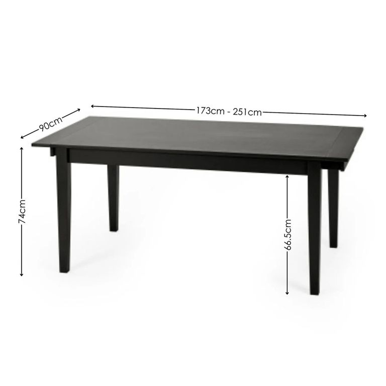 Knoxley Extending Dining Table - 173cm-251cm - 8-10 Seater - Black - Oak Veneer