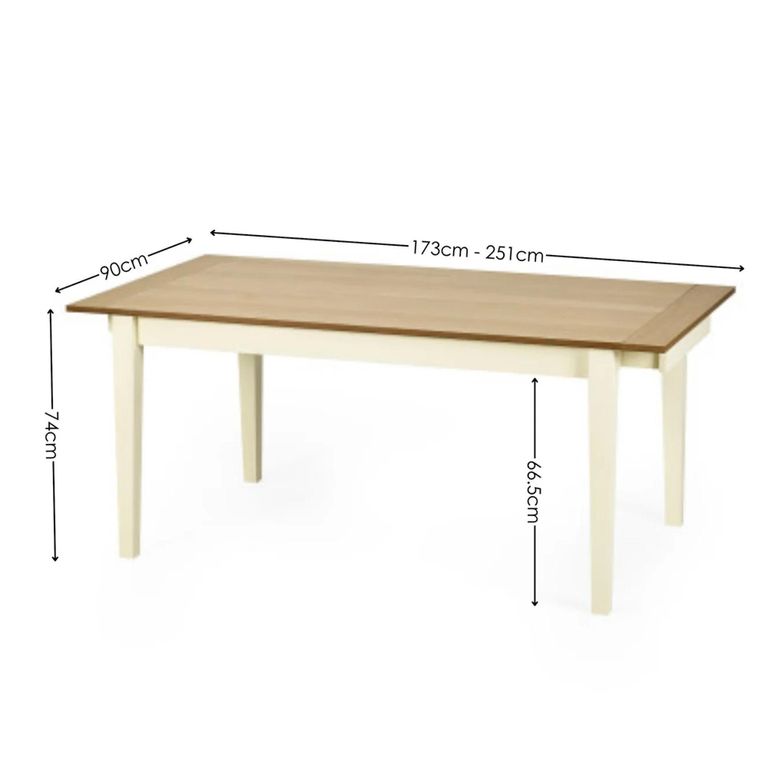 Larissa Extending Dining Table - 173cm-251cm - 8-10 Seater - Natural and Ivory - Oak Veneer