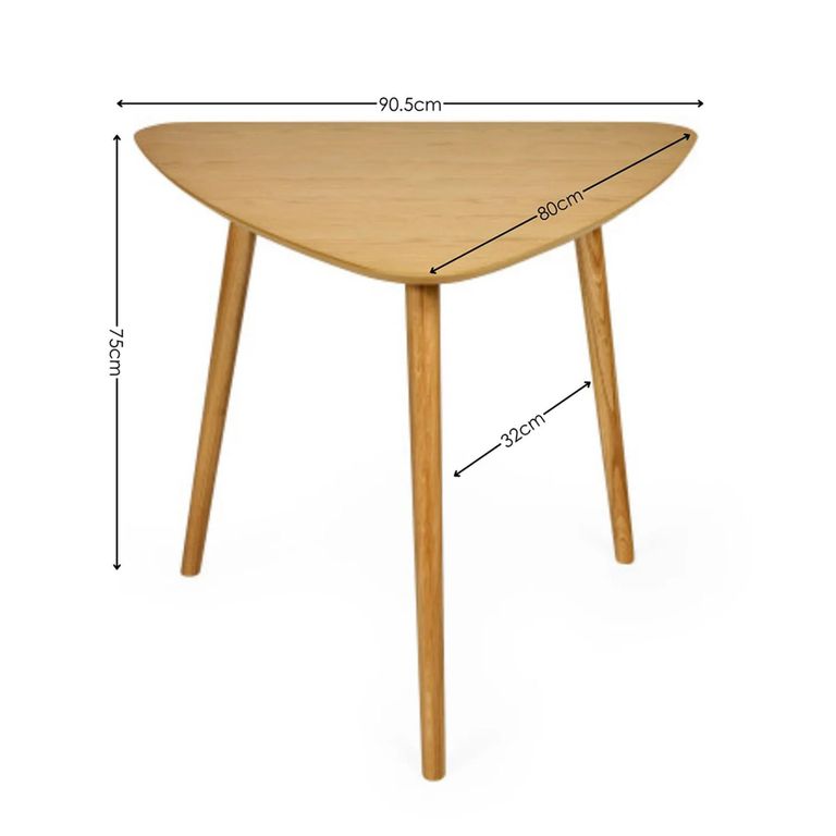 Athena Dining Table - 90.5cm - 3 Seater - Triangle - Natural - Oak