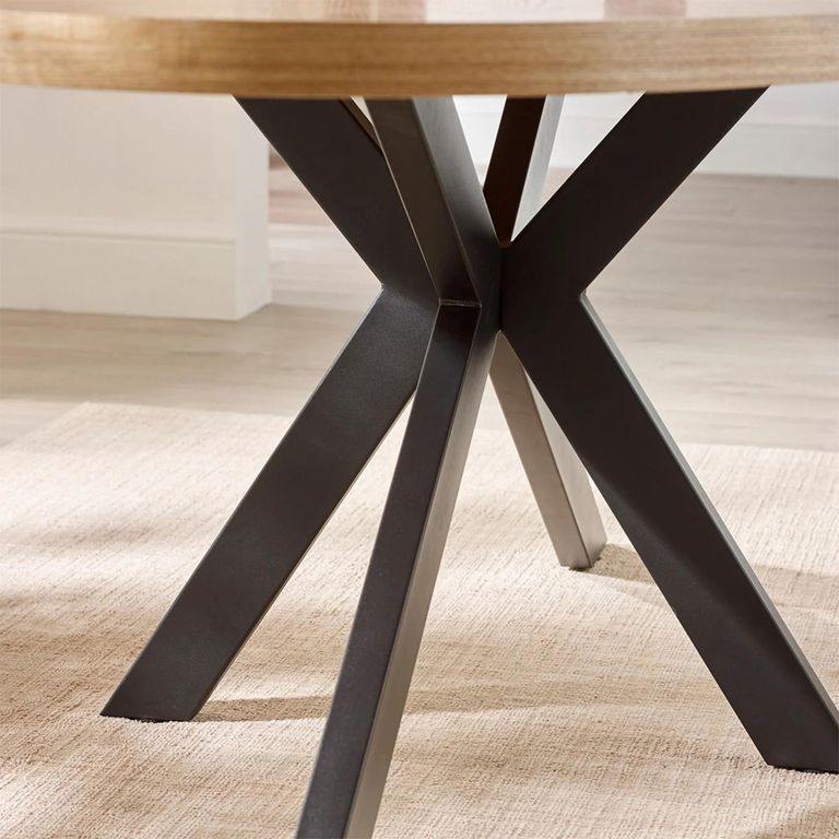 Bondi Dining Table - 200cm - 10 Seater - Oval - Spider Legs - Natural and Black - Oak and Metal