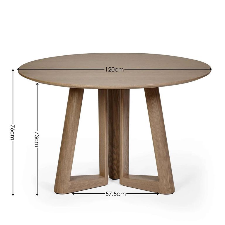 Caravelle Dining Table - 120cm - 6 Seater - Round - Smokey - Oak Effect