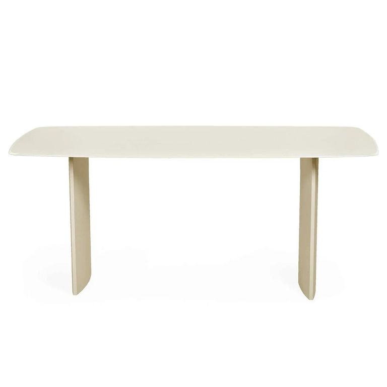 Element Dining Table - 180cm - 8 Seater - Matt Cream - Glass and Wood