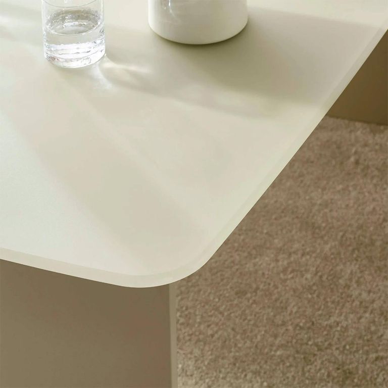 Element Dining Table - 180cm - 8 Seater - Matt Cream - Glass and Wood