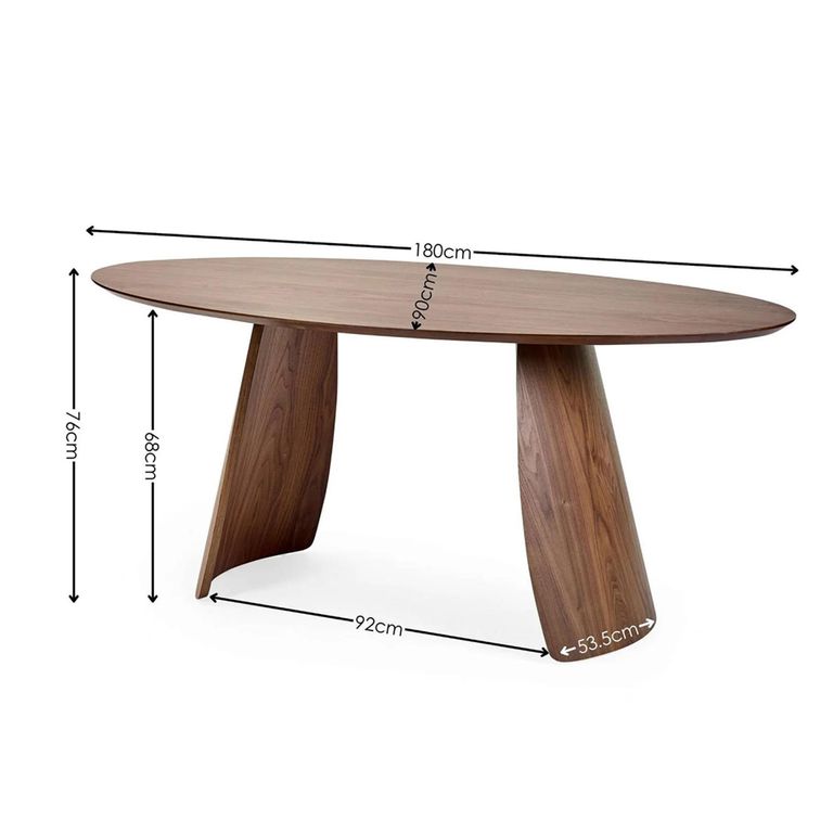 Julius Dining Table - 180cm - 8 Seater - Oval - Walnut - Wood