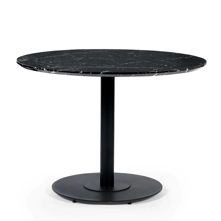 Luca Dining Table - 100cm - 4 Seater - Round - Black - Marble Effect and Metal
