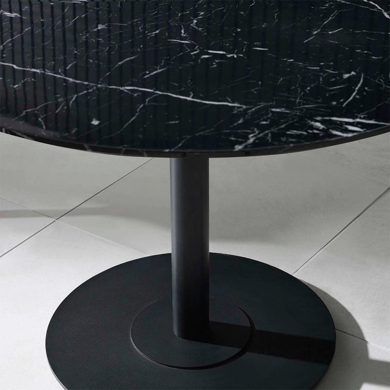 Luca Dining Table - 100cm - 4 Seater - Round - Black - Marble Effect and Metal