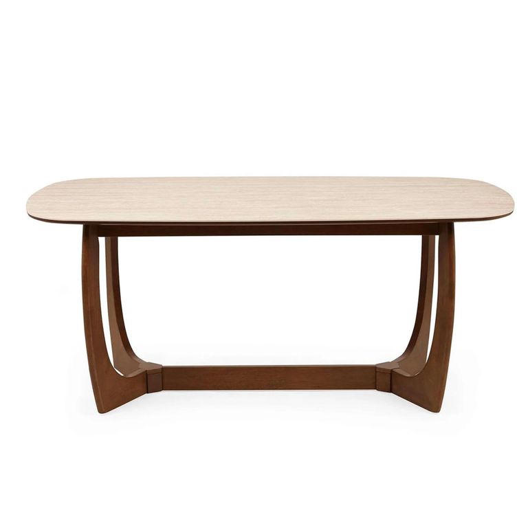 Portland Dining Table - 180cm - 8 Seater - Oval - Natural and Walnut - Sintered Stone and Wood