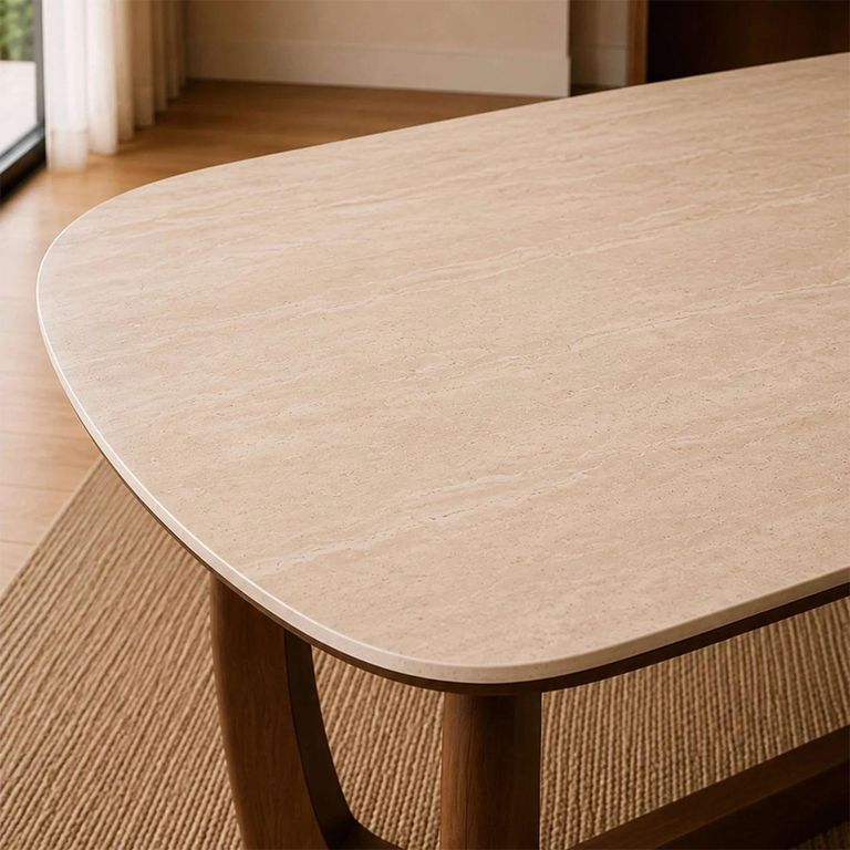 Portland Dining Table - 180cm - 8 Seater - Oval - Natural and Walnut - Sintered Stone and Wood