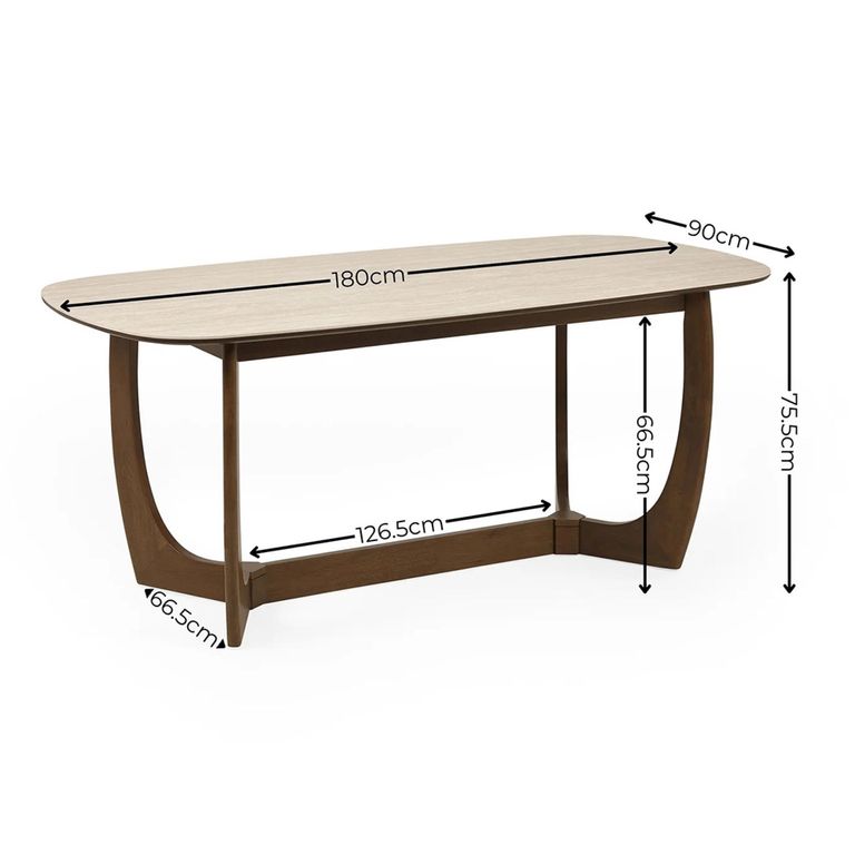 Portland Dining Table - 180cm - 8 Seater - Oval - Natural and Walnut - Sintered Stone and Wood