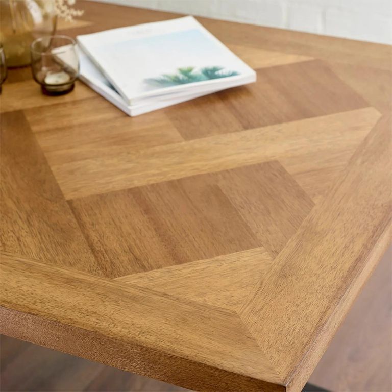 Aron Dining Table - 180cm - 8 Seater - Cross Leg - Natural and Black - Oak and Metal