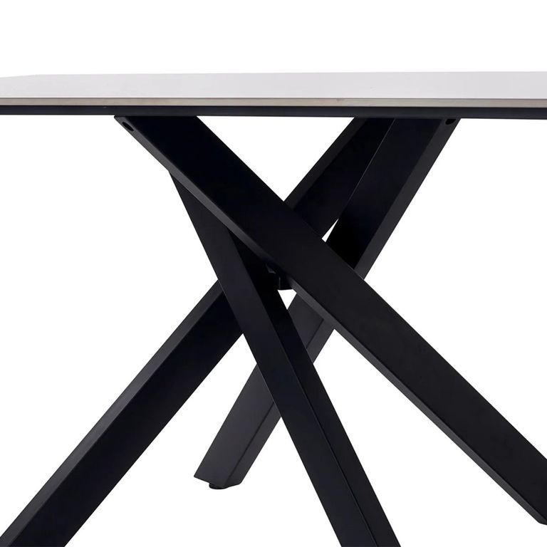Bradley Dining Table - 160cm - 6 Seater - Spider Leg - White and Black - Ceramic and Metal