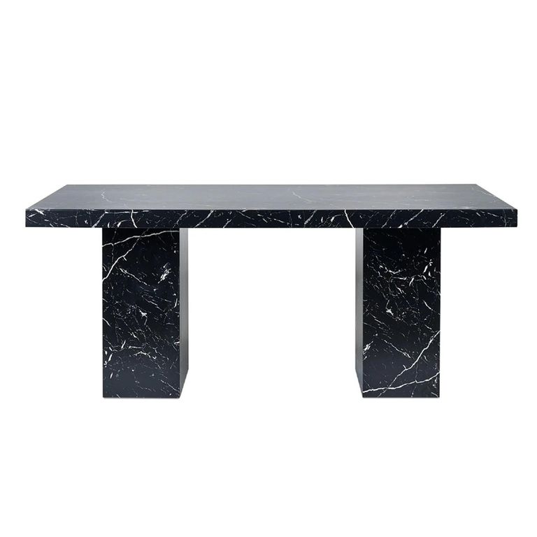 Rome Dining Table - 180cm - 8 Seater - Black - Marble Effect