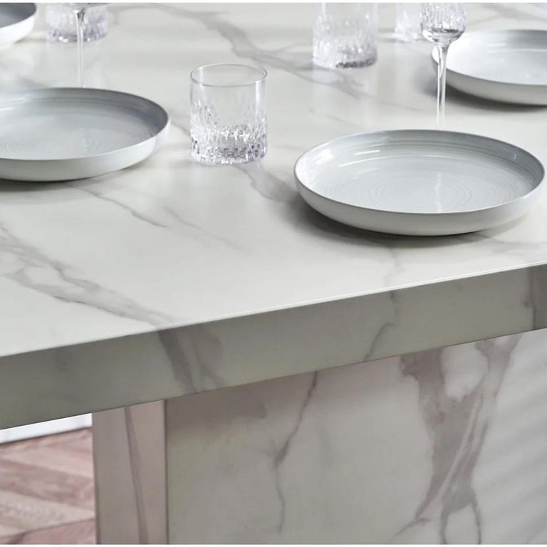 Rome Dining Table - 180cm - 8 Seater - White - Marble Effect