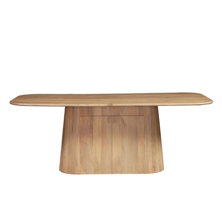 Austin Storage Dining Table - 175cm - 6 Seater - Fluted - Natural - Mango Wood