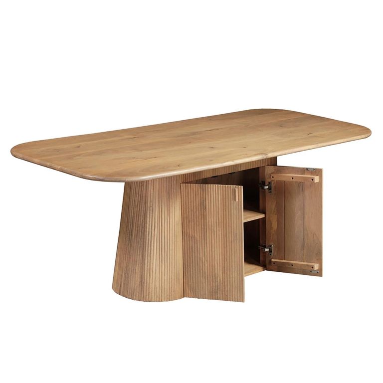 Austin Storage Dining Table - 175cm - 6 Seater - Fluted - Natural - Mango Wood