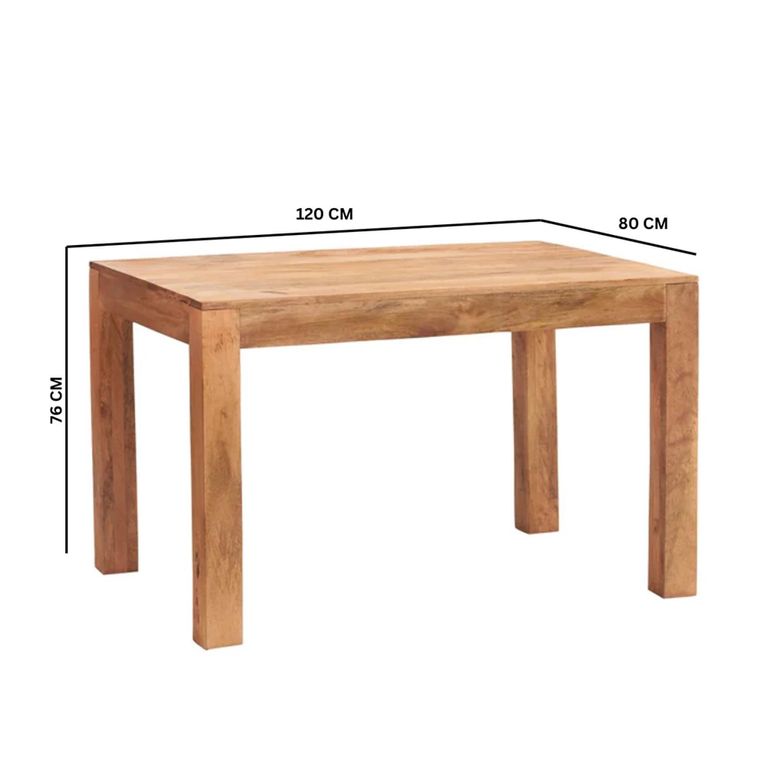Dakota Dining Table - 120cm - 4 Seater - Light Mango Wood