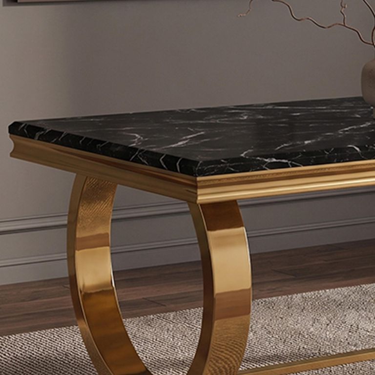 Glacier Dining Table - 180cm - 6 Seater - Black Marble & Gold