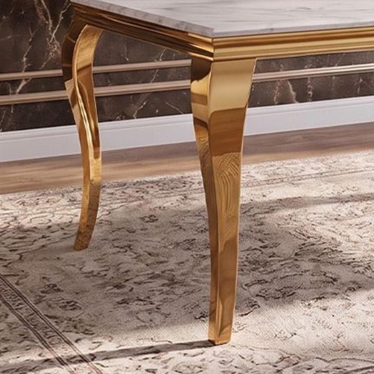 Louis Dining Table - 180cm - 6 Seater - Grey Marble & Gold