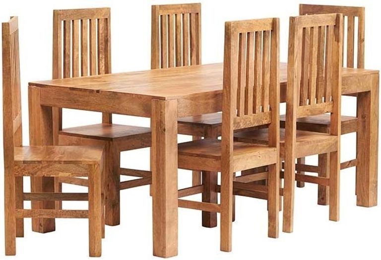 Ajmer Light Mango Wood 6 Seater Dining Table