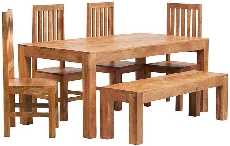Ajmer Light Mango Wood 6 Seater Dining Table