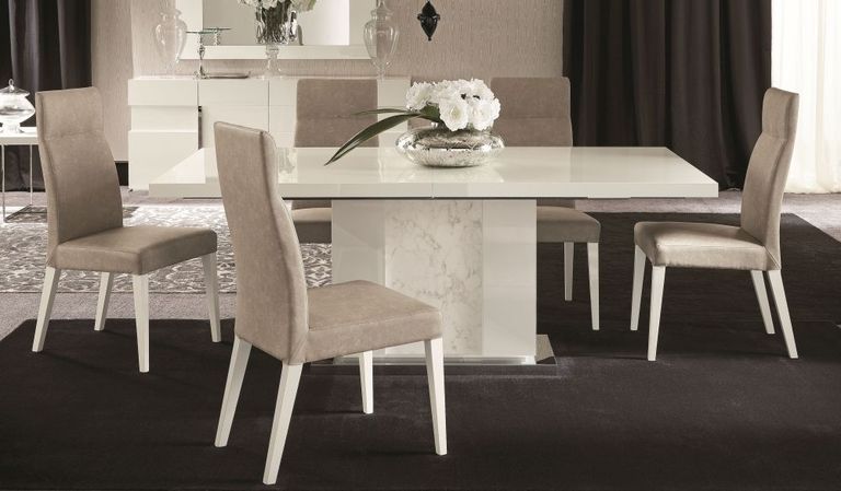 Canova Extending Pedestal Dining Table - 8-10 Seater - 196-250cm - White Gloss