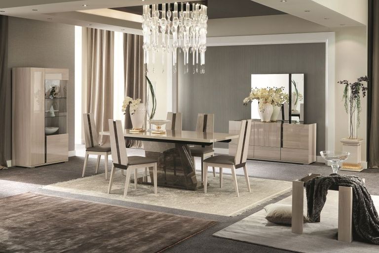Teodora Extending Pedestal Dining Table - 6-8 Seater - 160-210cm - Cream Gloss