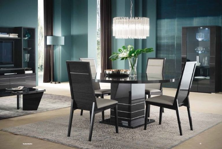 Versilia Round Pedestal Dining Table - 6 Seater - 160cm - Black