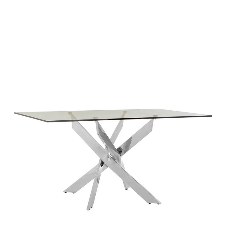 Allure Dining Table - 6 Seater - 150cm - Chrome Glass - Intersected Legs