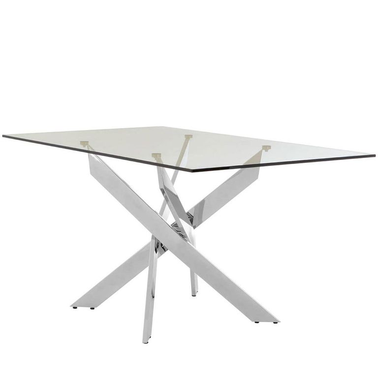 Allure Dining Table - 6 Seater - 150cm - Chrome Glass - Intersected Legs