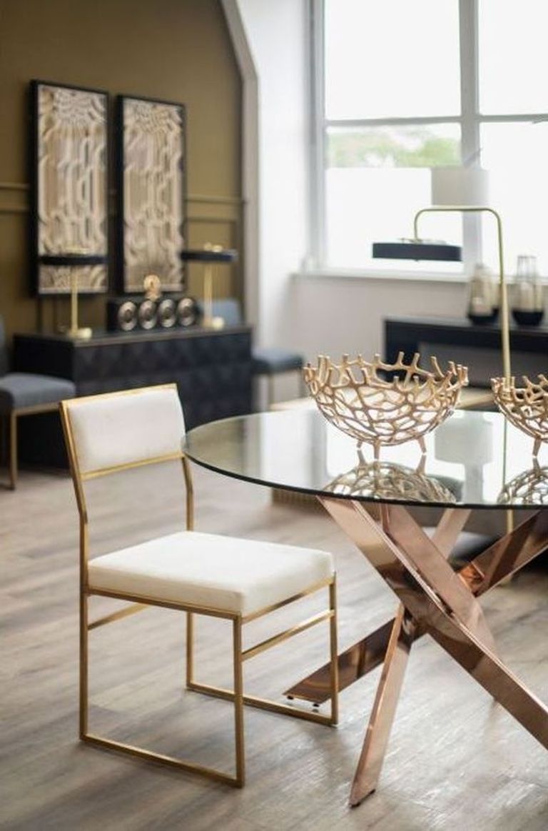 Allure Round Dining Table - 4 Seater - 130cm - Rose Gold Glass