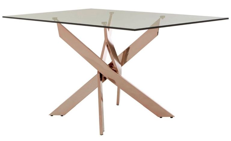 Allure Dining Table - 6 Seater - 150cm - Rose Gold Glass