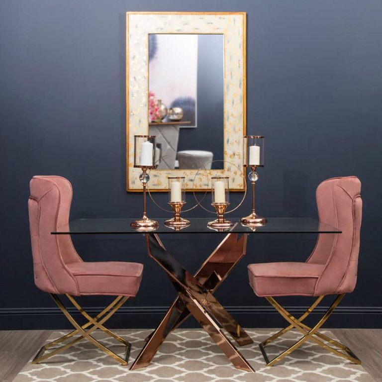 Allure Dining Table - 6 Seater - 150cm - Rose Gold Glass