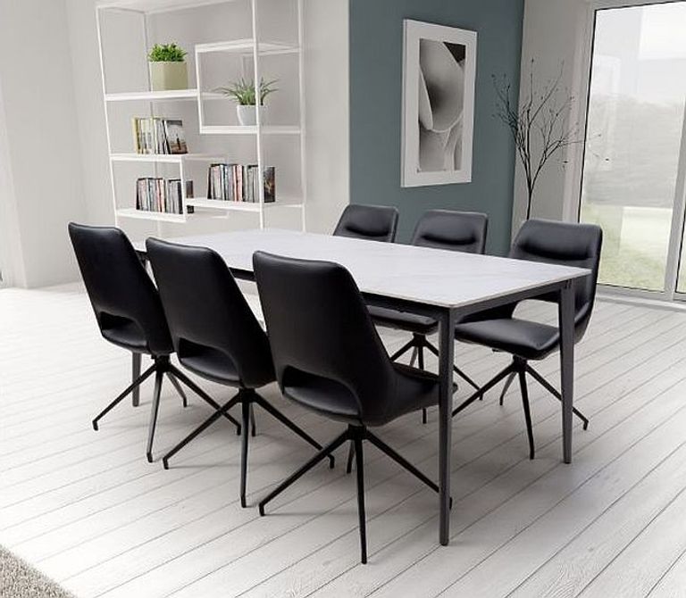 Amalfi Dining Table - White Ceramic - 6 Seater - 180cm