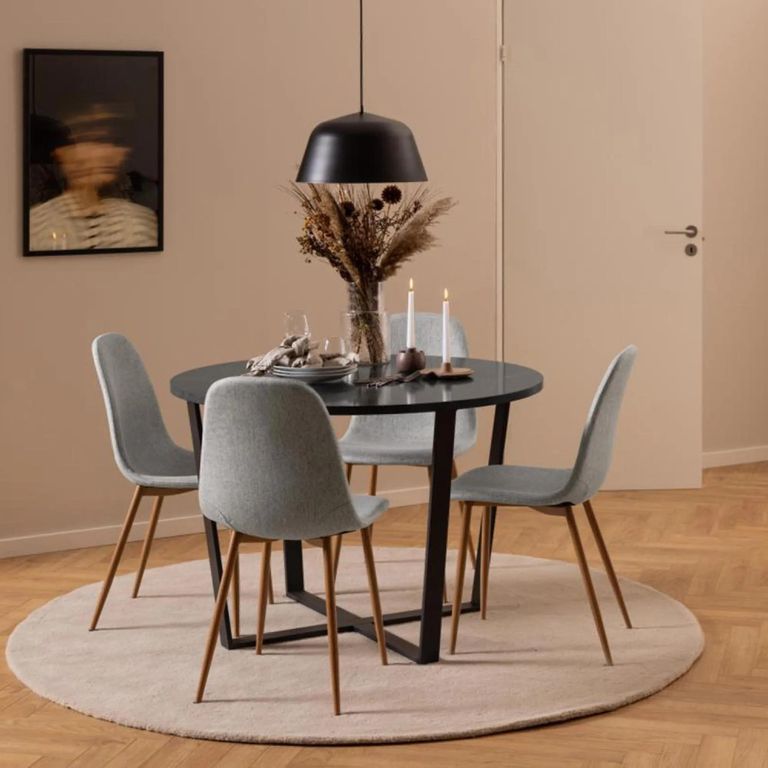 Amble Round Dining Table - 4 Seater - 110cm - Black Marble Effect
