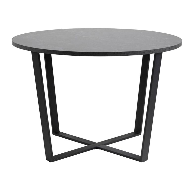 Amble Black Marble Effect 4 Seater Round Dining Table with Black Legs