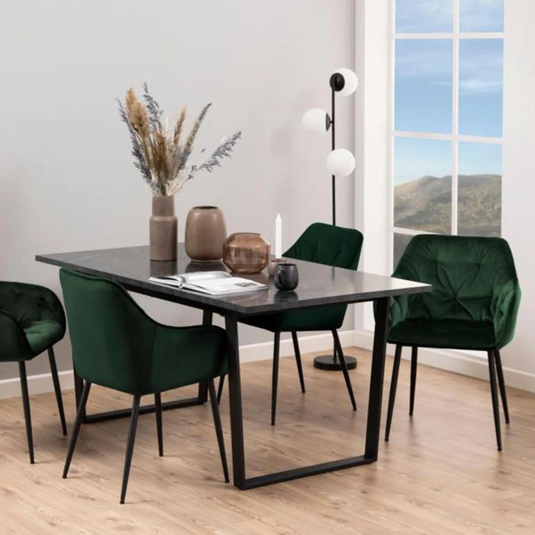 Amble Round Dining Table - 6 Seater - 160cm - Black Marble Effect