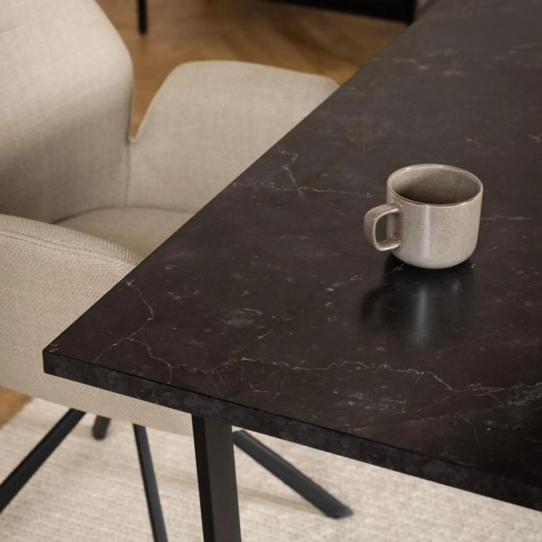 Amble Round Dining Table - 6 Seater - 160cm - Black Marble Effect