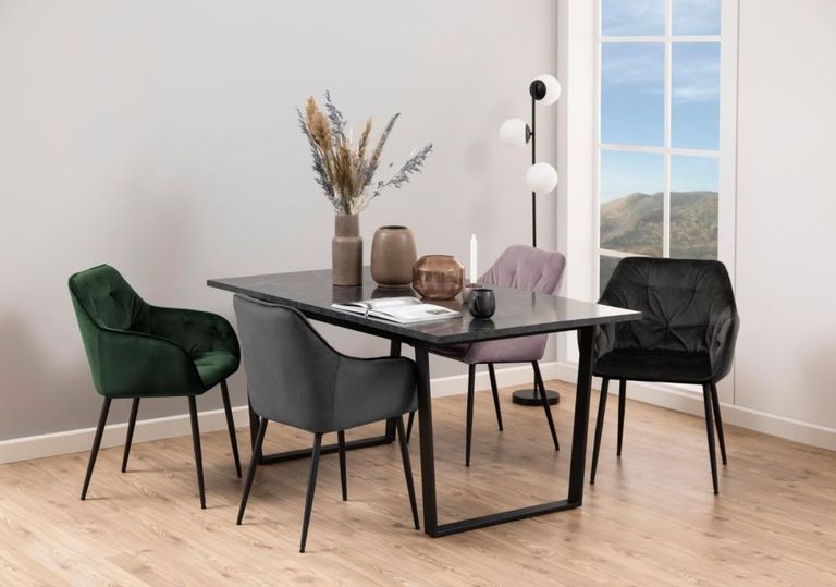 Amble Black Marble Effect 6 Seater Dining Table