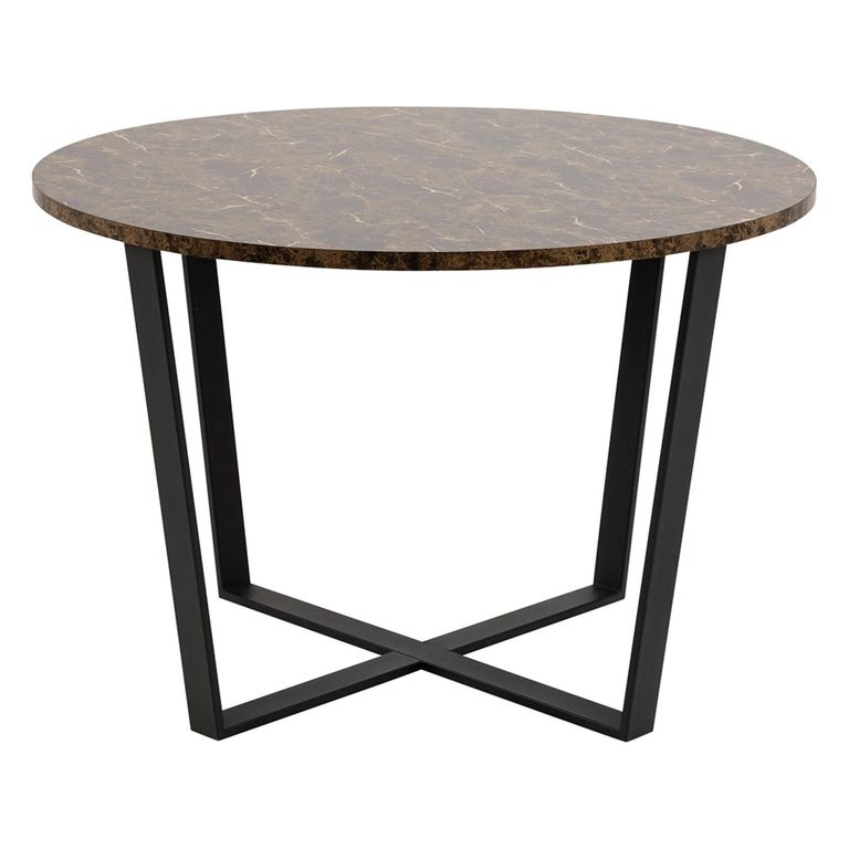Amble Dining Table - 4 Seater - Round - 110cm - Brown Marble Effect