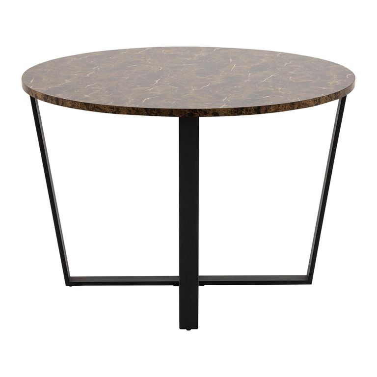 Amble Dining Table - 4 Seater - Round - 110cm - Brown Marble Effect