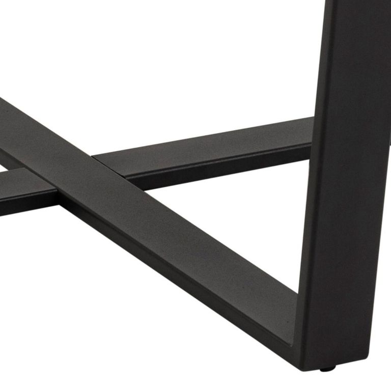 Amble Brown Marble Effect 4 Seater Round Dining Table with Black Legs