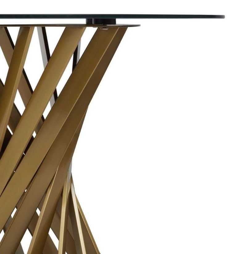 Anzio Dining Table - 2 Seater - 90cm - Round - Black Glass with Gold Base