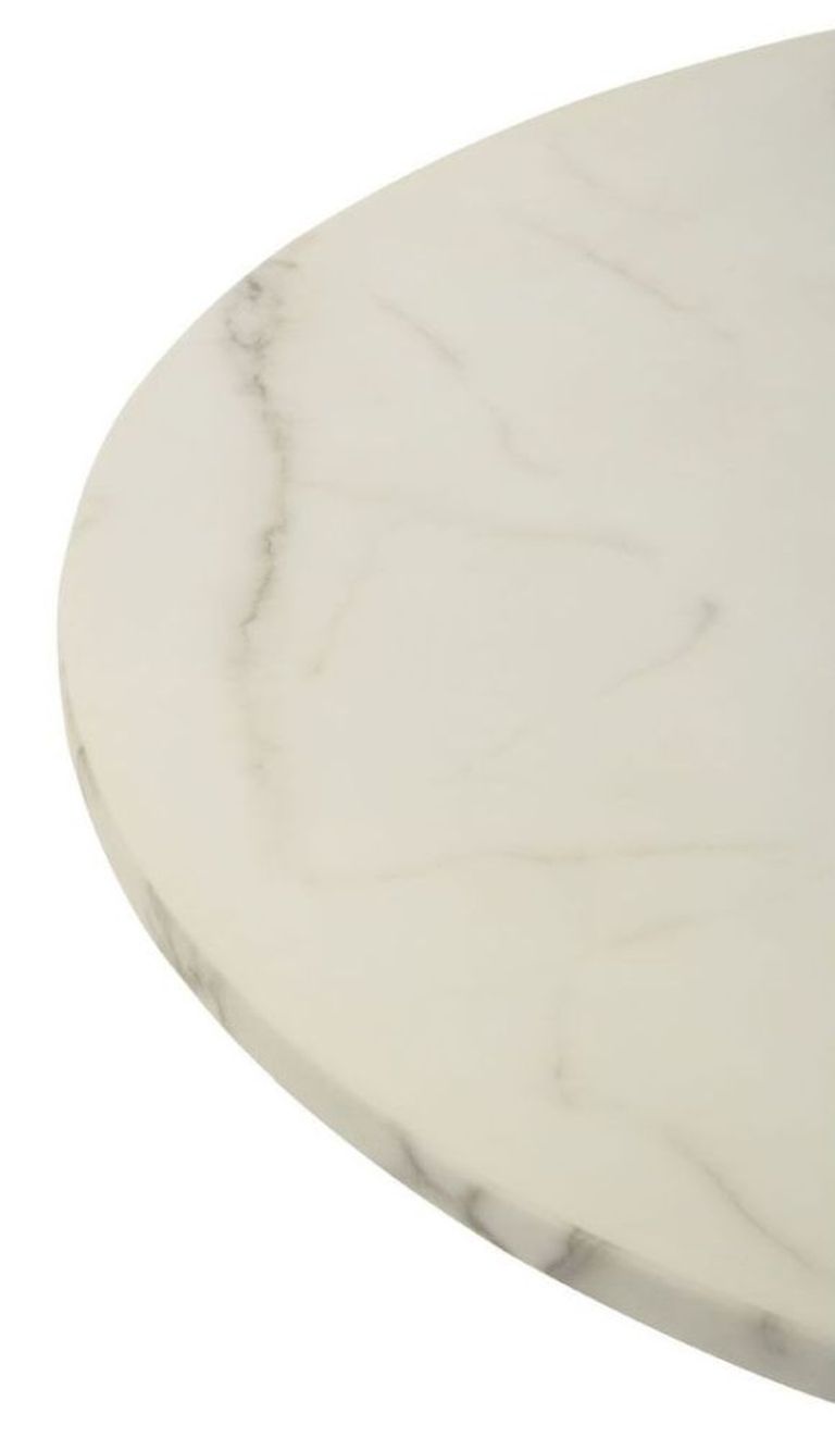 Anzio Dining Table - 2 Seater - 70cm - Round - White Marble with Gold Hourglass Base