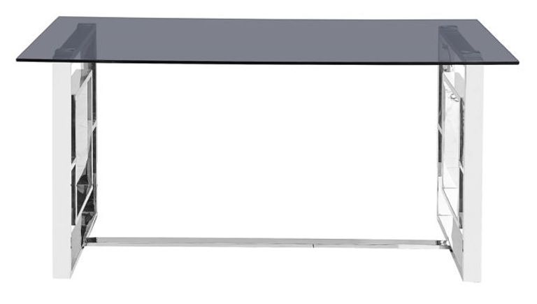 Apex Dining Table - 6 Seater - 160cm - Smoked Glass and Chrome