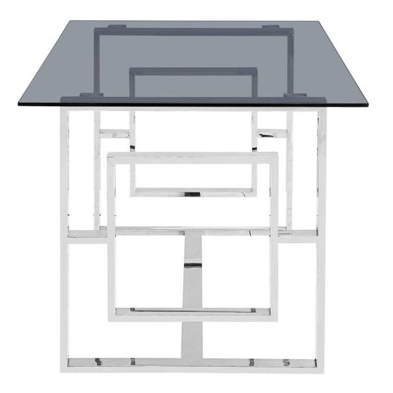 Apex Dining Table - 6 Seater - 160cm - Smoked Glass and Chrome